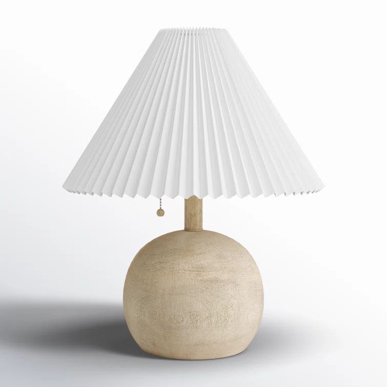Natural Resin Table Lamp with White Linen Shade