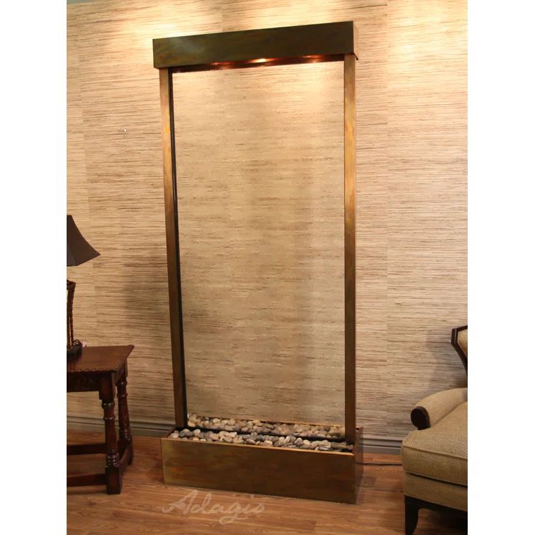 Tranquil River Rustic Copper Clear Glass Floor Fountain