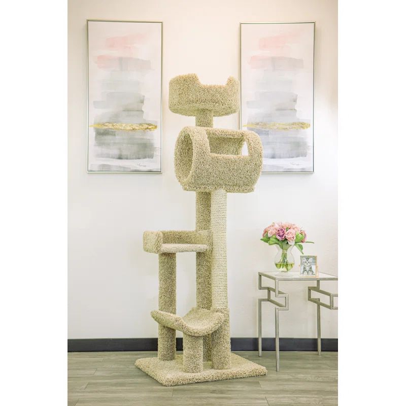 Beige Sisal Freestanding Multi-Level Cat Tree Tower