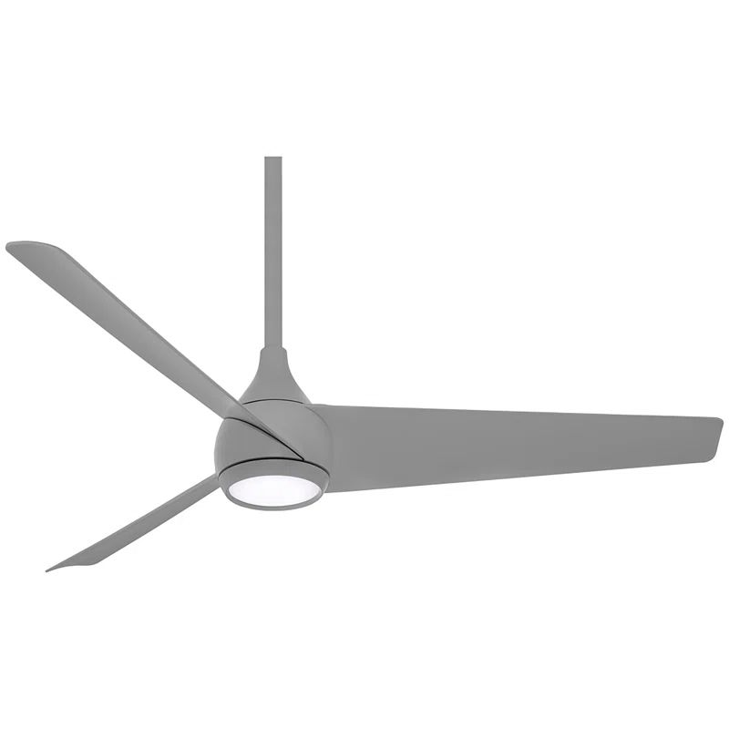 52'' Gray Steel LED Smart Ceiling Fan with Remote Control