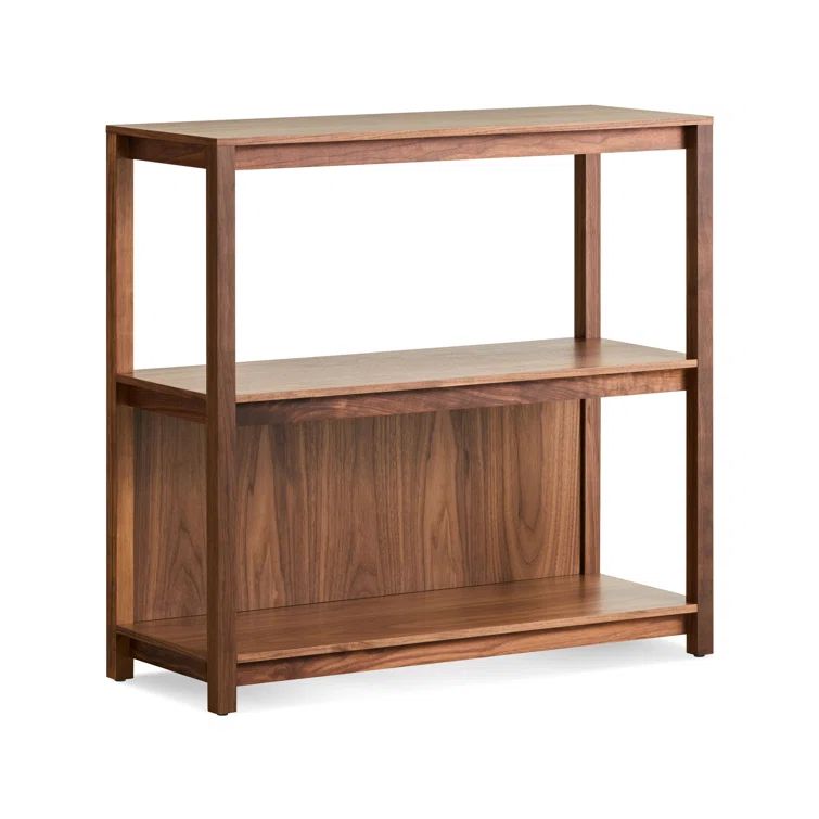 Walnut Adjustable Small Open Plan Low Bookcase