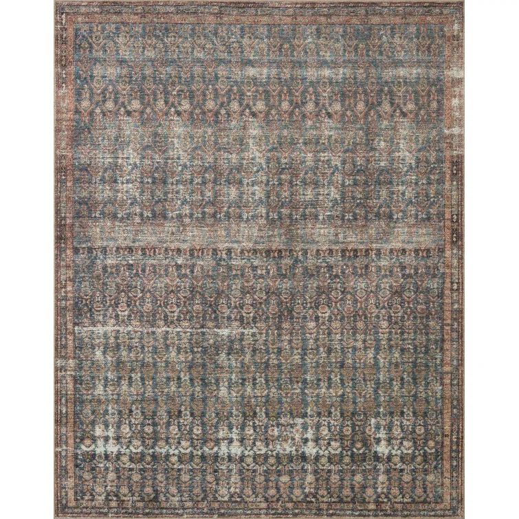 Handmade Blue Synthetic 10' x 14' Rectangular Stain-Resistant Rug