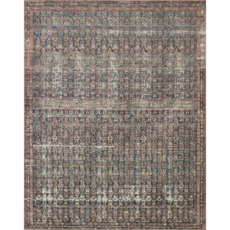 Billie Ocean and Brick Rectangular Synthetic Area Rug
