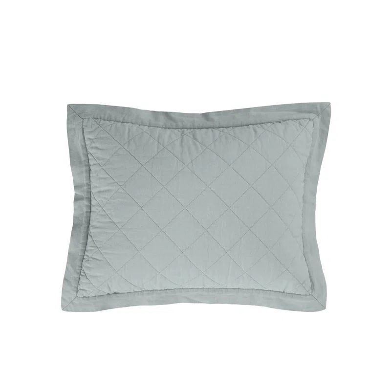 Seaglass Linen Cotton Diamond Quilted Boudoir Pillow