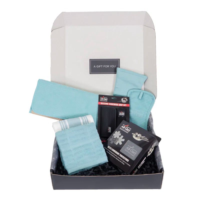 Rainfall Blue All-Clad Kitchen Gift Set with Silicone Grips