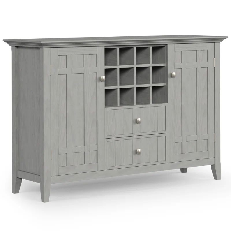 Bedford 54" Fog Gray Solid Wood Sideboard Buffet with Wine Rack