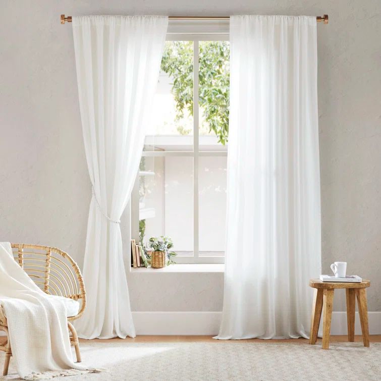 White Light-Filtering Polyester Rod Pocket Back Tab Curtains