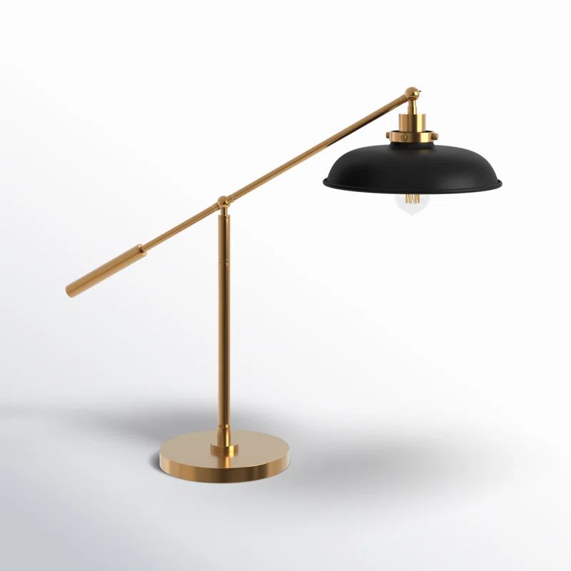 Wellfleet Adjustable 23.38" Burnished Brass and Black Desk Lamp Set