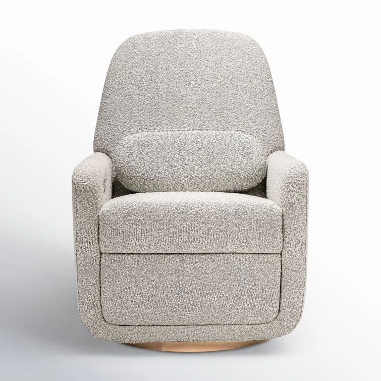 Arc Swivel Glider Recliner in Black/White Boucle with Wood Base