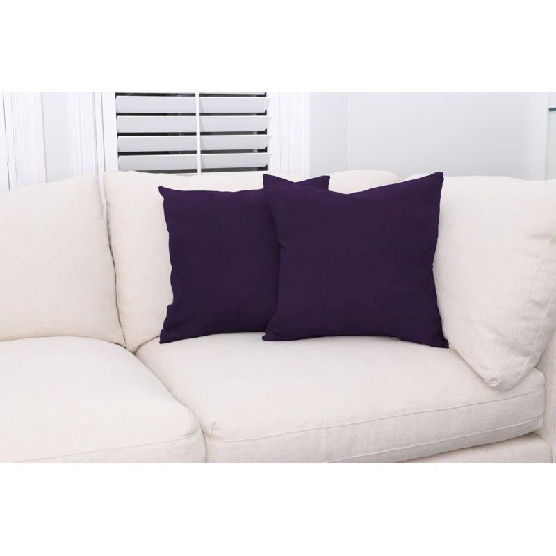 Purple Microsuede Down-Filled Square Throw Pillows, Set of 2