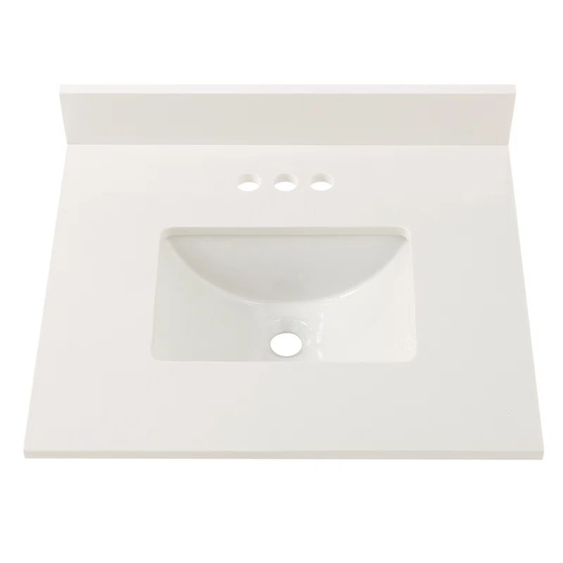 Winter White Engineered Stone Vanity Top with Ceramic Bowl
