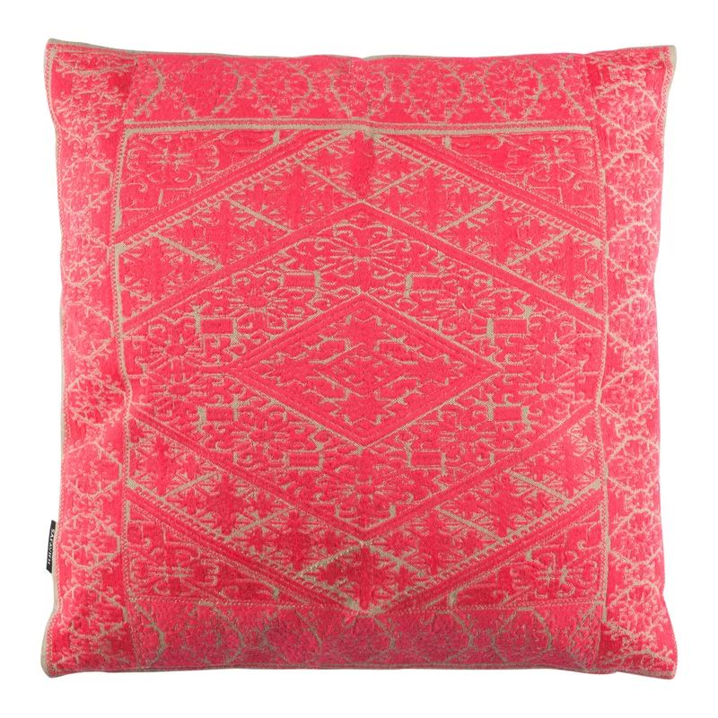 Lila 20'' Beige and Red Cotton Velvet Throw Pillow