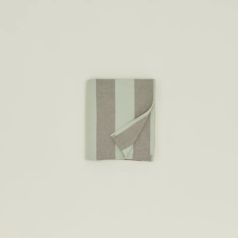 Olive and Sage Striped Cotton Rectangular Tablecloth