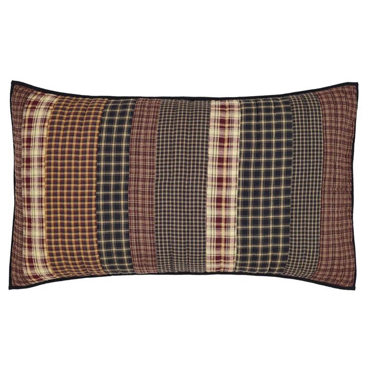 Beckham Rustic Plaid Cotton King Sham in Red, Black, and Tan