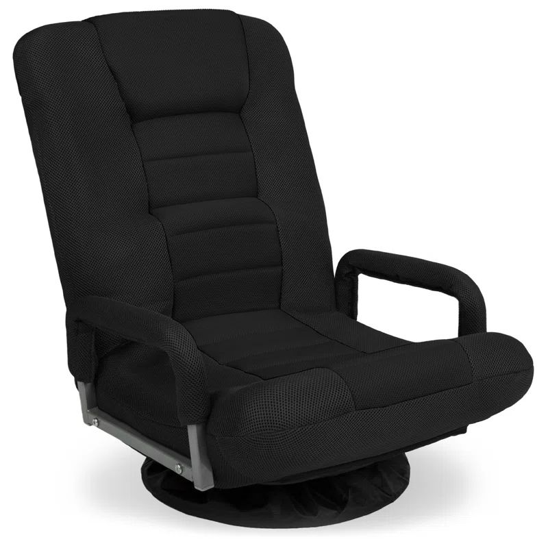 Black Adjustable Swivel Gaming Floor Chair with Armrests