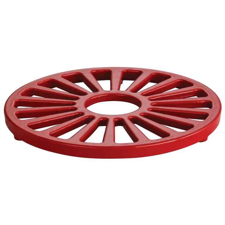 Gradated Red Round Enameled Cast Iron Trivet