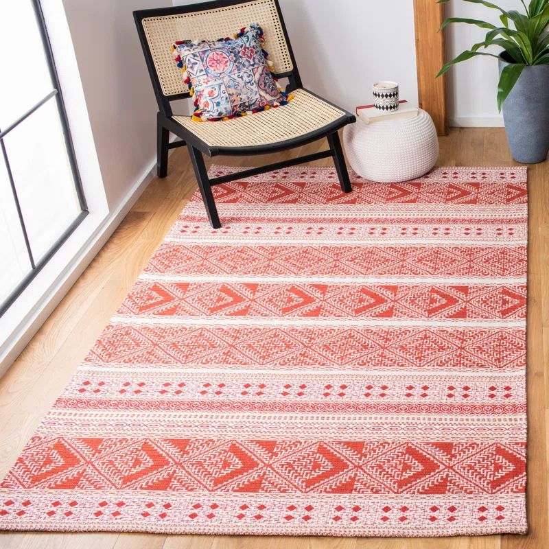 Rustic Charm Rust 8' x 10' Reversible Flat Woven Rug