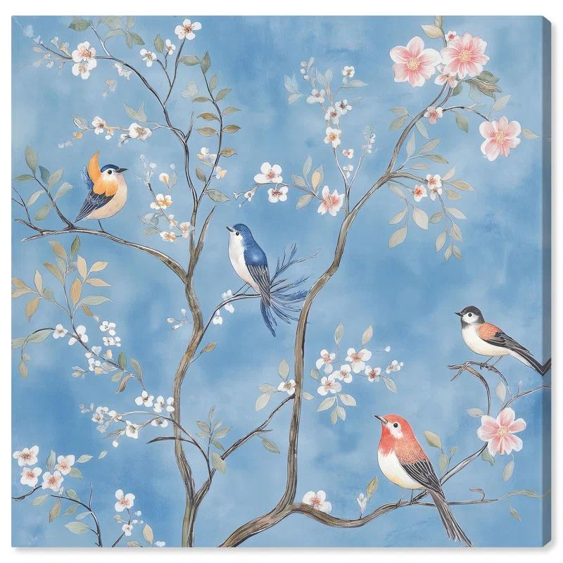 Wings Among the Blooms Chinoiserie Canvas Art, 24" x 24"