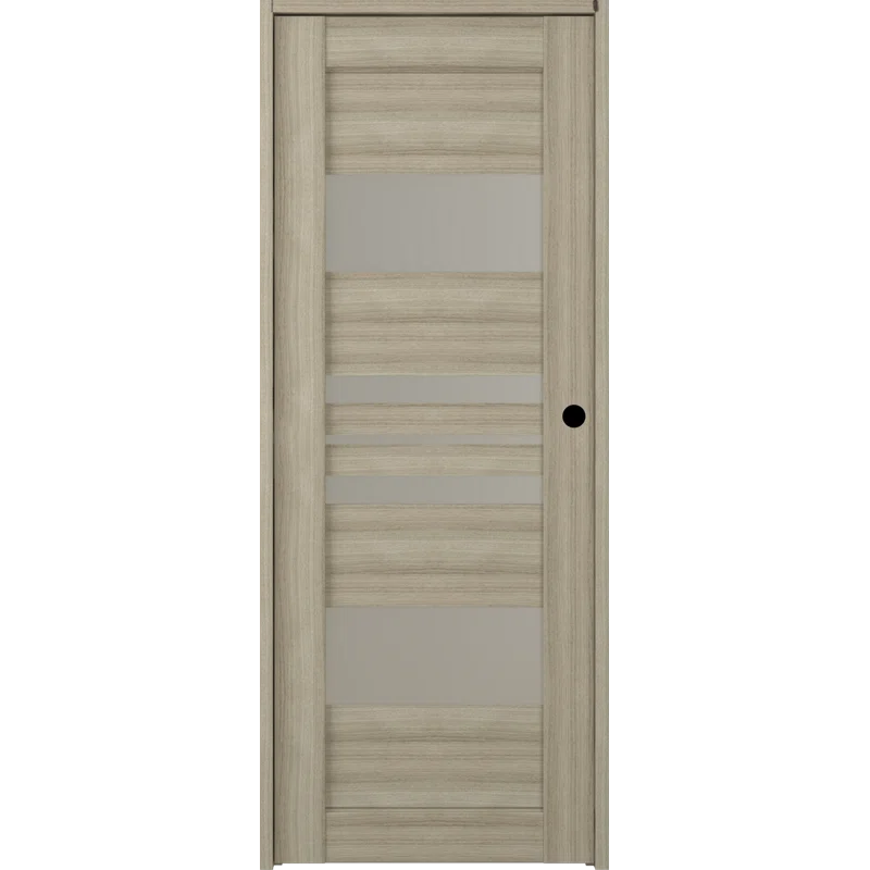 Romi 30" x 80" Pine Composite and Frosted Glass Prehung Door