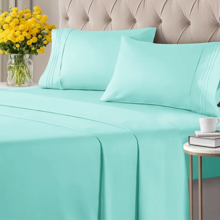 Spa Blue Twin Organic Microfiber Deep Pocket Sheet Set