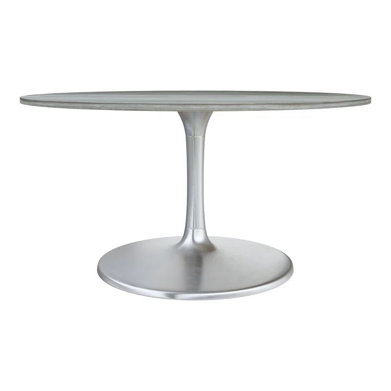 Contemporary Mid-Century 60" Round Gray Marble Dining Table