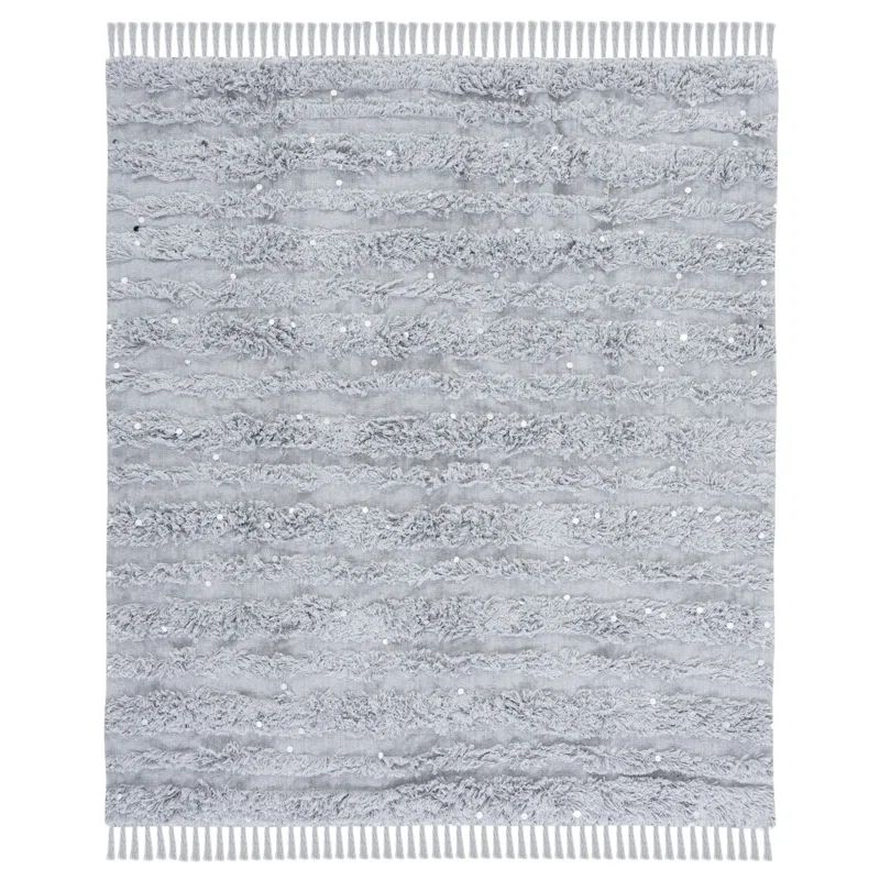 Light Grey Cotton Throw Blanket with Sequins