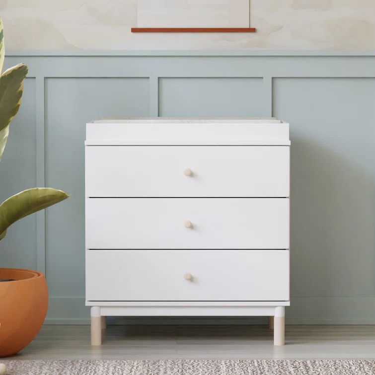 Gelato 3-Drawer White Dresser with Removable Changing Tray