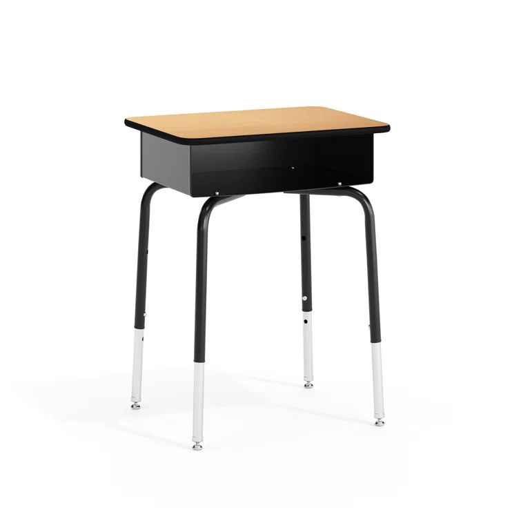 Adjustable Height Black and Natural Wood Student Desk