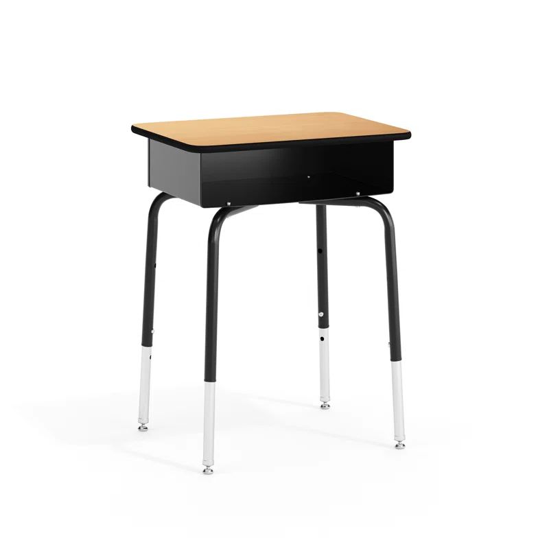 Adjustable Height Black and Natural Wood Student Desk