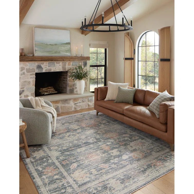 Millie Blue Multi Floral Synthetic Runner Rug 2.7x12
