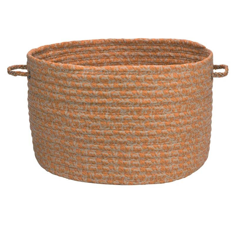 Rust Orange Cotton and Polyester Fabric Storage Basket