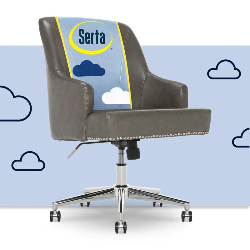 Leighton Mid-Back Gray Bonded Leather Swivel Office Armchair