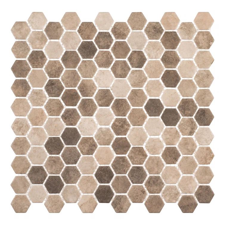 Trillion Brown Matte Hexagon Glass Mosaic Tile