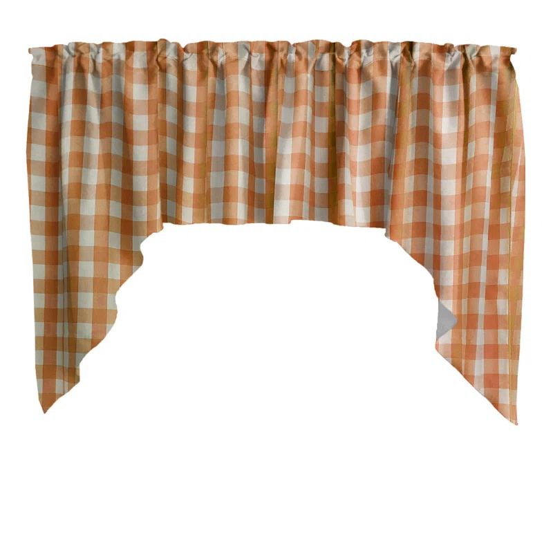 Orange Gingham Checkered Cotton Swag Valance 58" x 36"