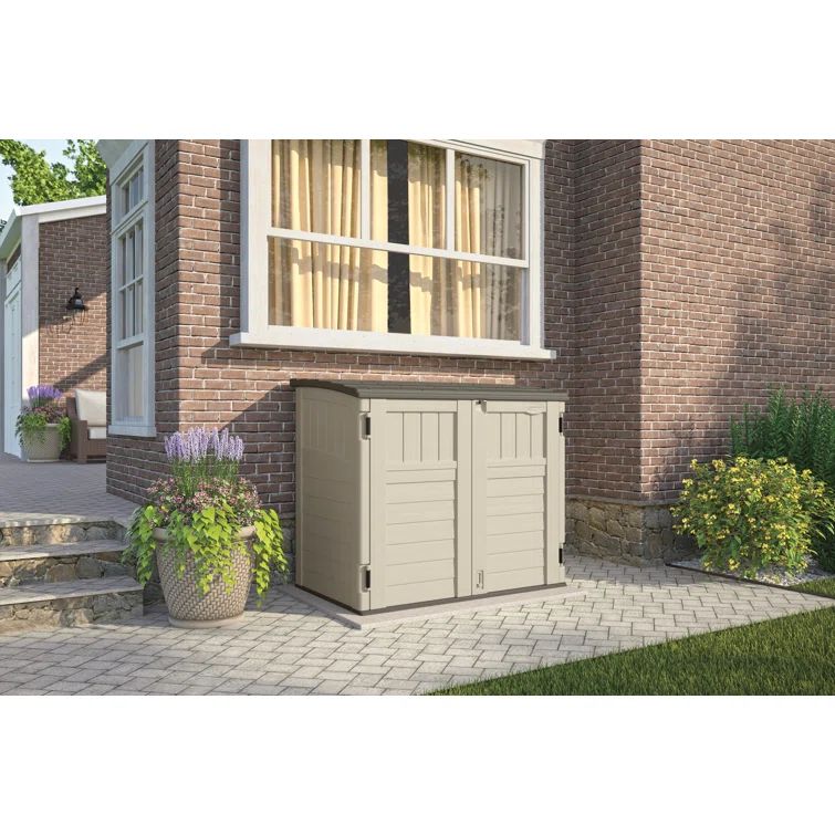Suncast 34 Cu Ft Vanilla Resin Horizontal Storage Shed