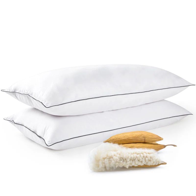 Organic Kapok King Size Bed Pillows with Plush Microfiber Shell