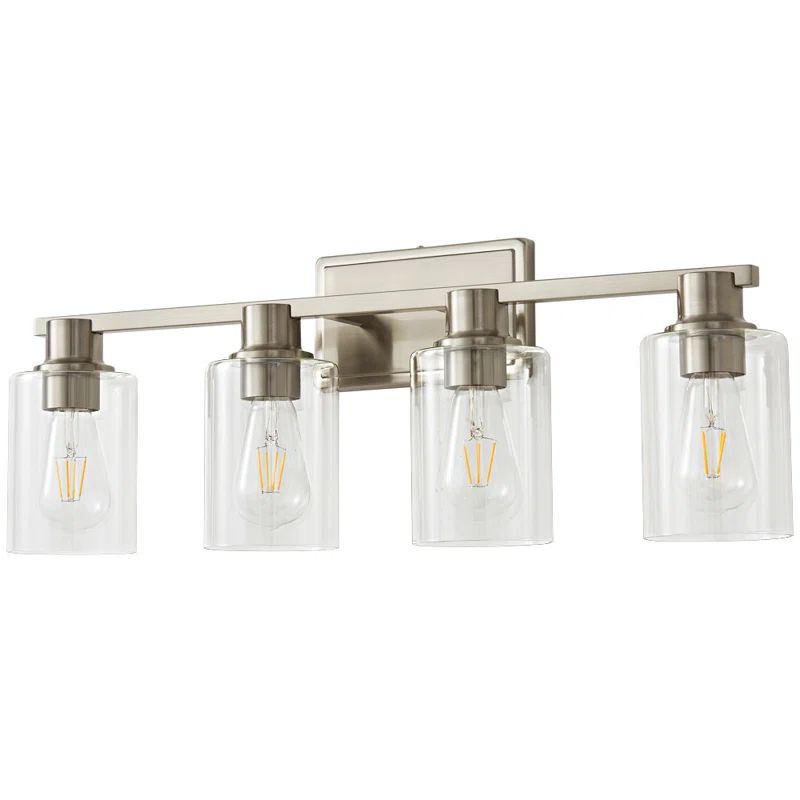 Nickel 4-Light Dimmable Vanity Light with Clear Glass Shades