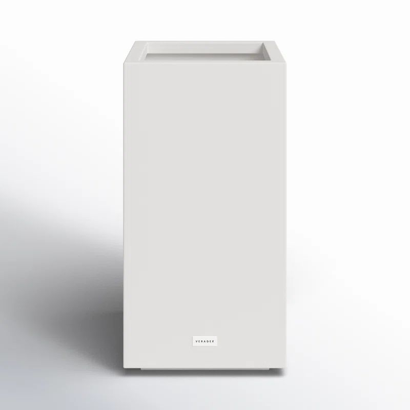 Tall White Plastic Pedestal Planter for Indoor/Outdoor Use