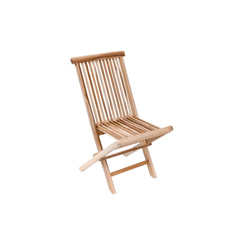 Natural Teak Wood Outdoor Folding Chair with Beige Finish