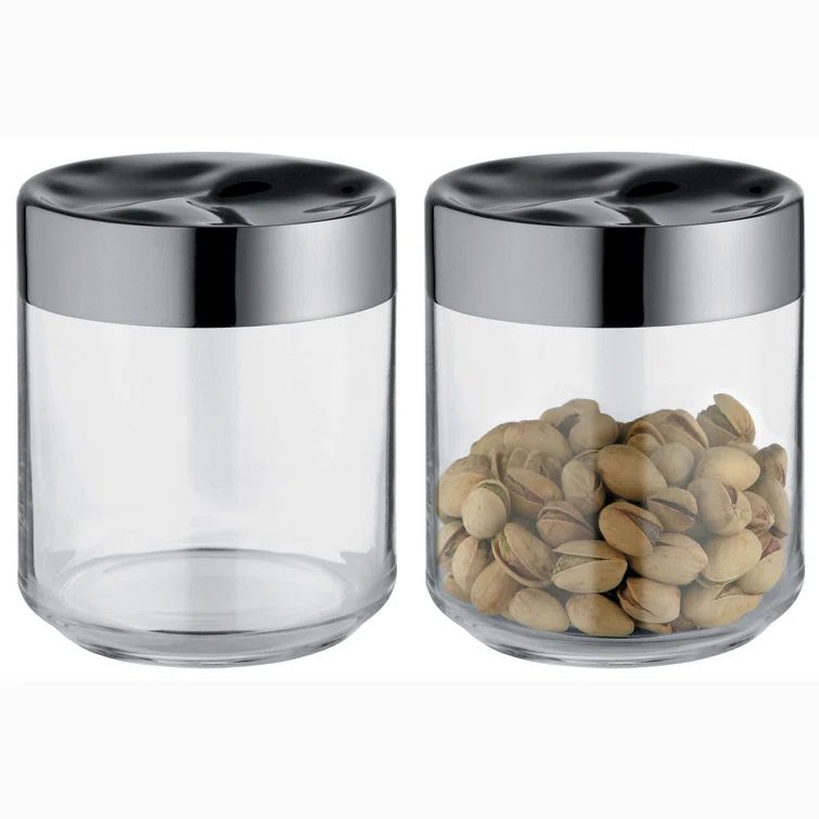 Medium Clear Glass and Stainless Steel Kitchen Jar