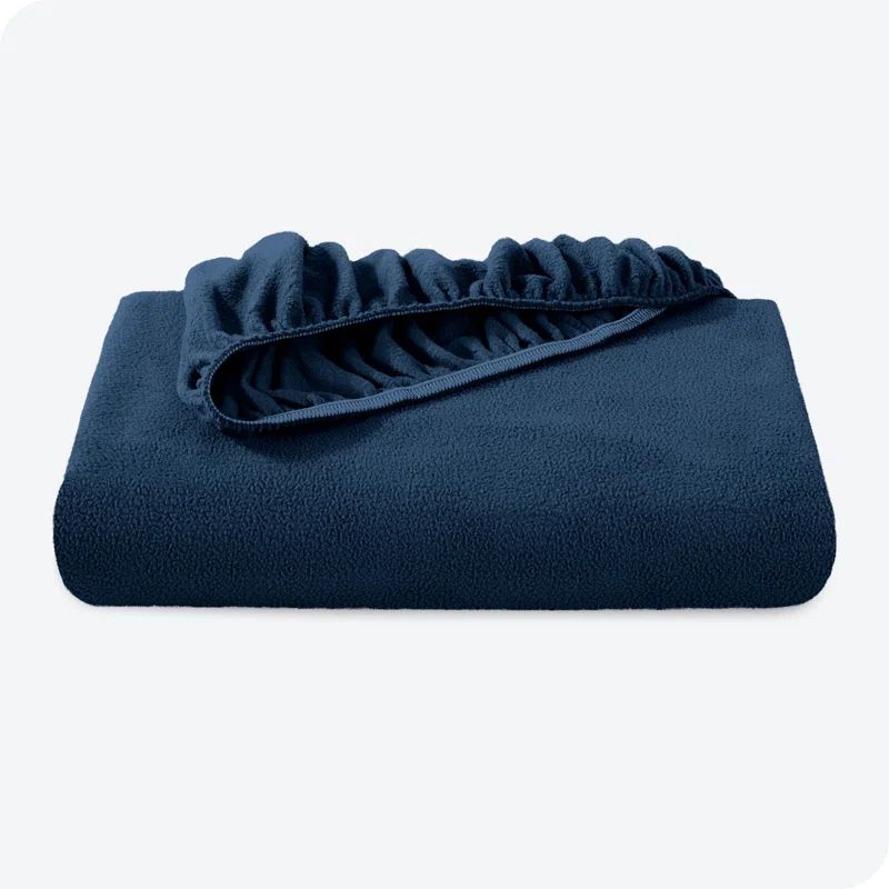 Twin Dark Blue Polar Fleece Deep Pocket Fitted Sheet