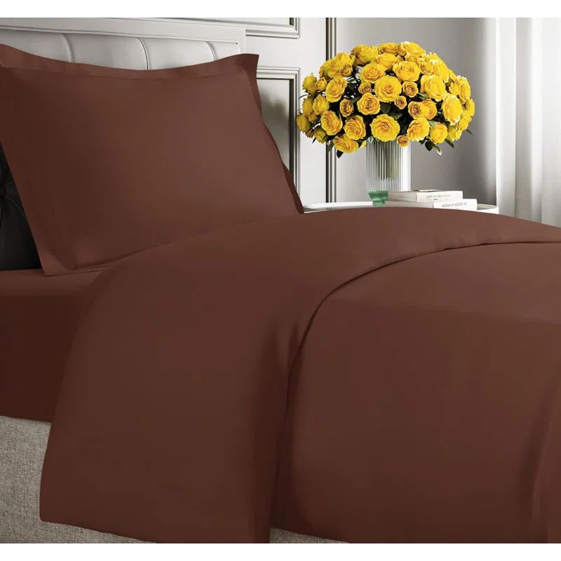 Brown Twin/Twin XL Microfiber Duvet Cover Set with Pillow Shams
