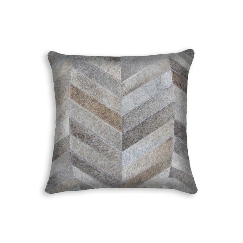 Gray Chevron Cowhide 18" Square Pillow