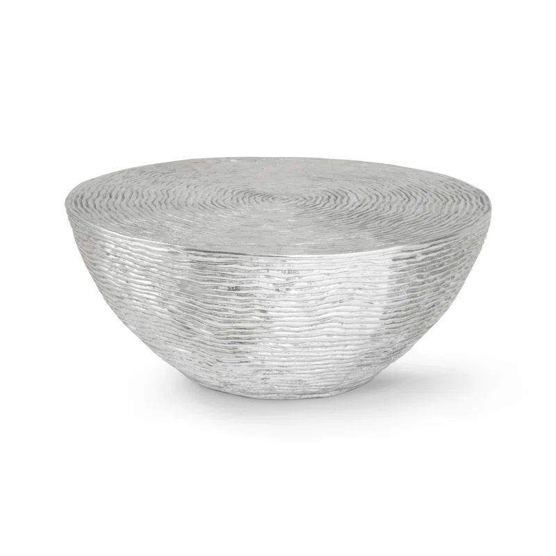 Luminous Silver Leaf 40" Round Wood Coffee Table
