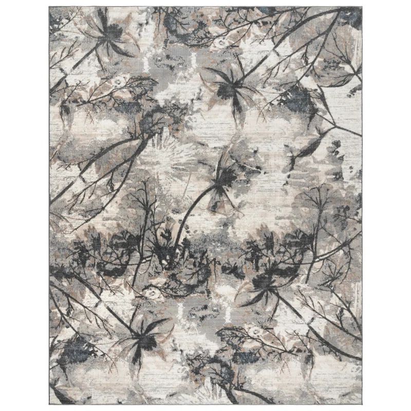 Gray and Beige Abstract Tufted Synthetic Area Rug, 6' x 9'