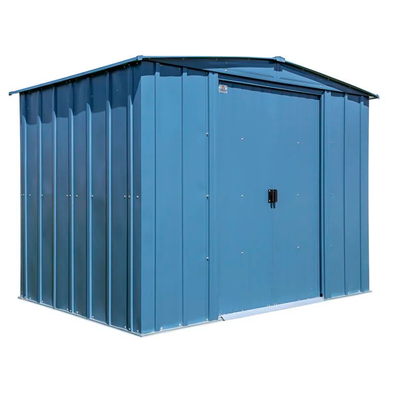 8 ft x 6 ft Blue Grey Galvanized Steel Storage Shed