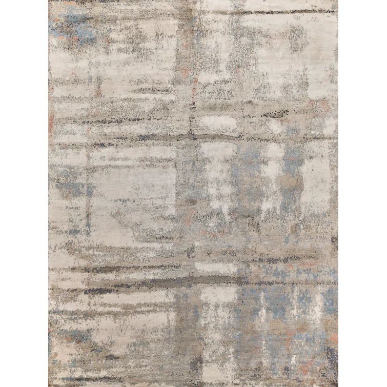 Elysian Blue 9' x 12' Hand-Knotted Abstract Viscose Rug
