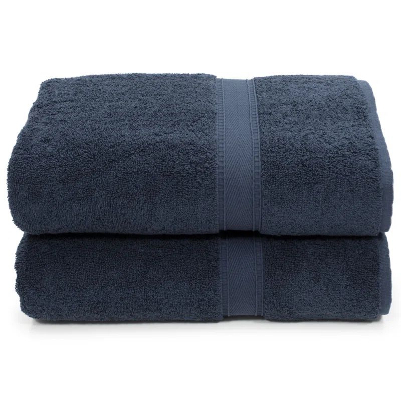 Navy Turkish Cotton Dobby Weave Bath Sheet Set