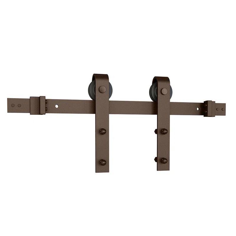 78 in. Oil Rubbed Bronze Steel Sliding Barn Door Hardware Kit