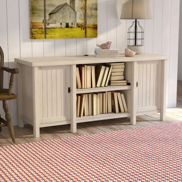 Chalked Chestnut Coastal Credenza with Adjustable Shelves